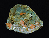 Calcite and Stilbite on Flourapophyllite and Quartz