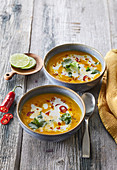 Pumpkin soup with chilli and coconut milk