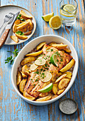 Salmon with citrus and American potatoes