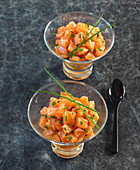 Salmon tartare with ginger and chives
