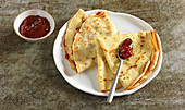 Crepes with strawberry jam