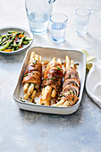 Stuffed veal rolls with asparagus salad
