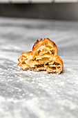 Baked pastry, cut