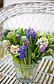 Scented bouquet of hyacinths and skimmia