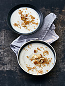 Cauliflower and cheese soup with crispy carbs