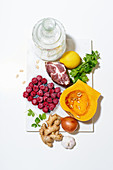 Various ingredients for cooking a healthy meal