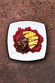 Goose liver with grilled pineapple and beetroot