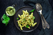 Penne with broccoli and mint pesto