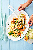 Orecchiette salad with prawns, beans and Parmesan