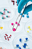 Drugs in petri dishes awaiting analysis