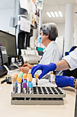 Blood samples in a medical laboratory of Limoges hospital