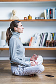 Woman relaxing listening to music