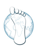 Earth with carbon footprint, illustration