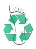 Recycling symbol with carbon footprint, illustration