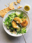 Fried goat cheese salad