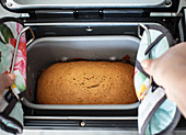 Lemon cake baked in a bread maker