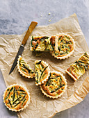 Artichoke heart and spinach quiches