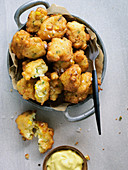 Corn fritters with flavoured mayonnaise