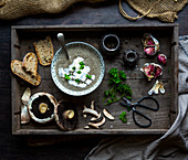 Mushroom soup with parsley and cream
