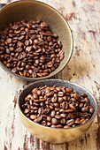 Coffee beans in bowls