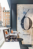 Breakfast bar with view of street. Salon 64, London, Great Britain