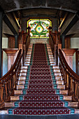 Wooden staircase, Inglenook Winery, Napa Valley, California, USA