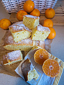 Tangerine cake and fresh tangerine