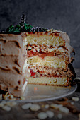 Pear and red wine cake with hazelnuts