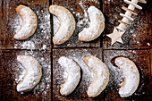 Christmas vanilla crescents with icing sugar
