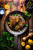 Carp with lemon butter and capers