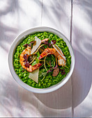 Risotto with basil and prawns