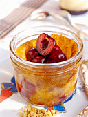 Clafoutis with cherries in a glass