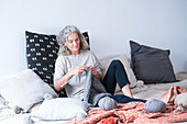 Woman knitting