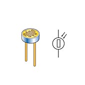 Light-dependent resistor and circuit symbol, illustration