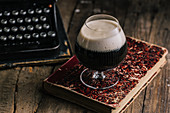 A glass of dark stout beer