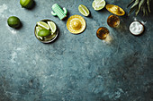 Gold tequila with lime and salt