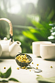 Chamomile Tea in tea strainer