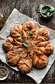 Pizza bread on parchment paper