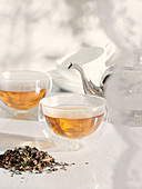 White tea in glass cups