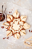 Chocolate star bread before baking