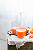 Carrot orange juice in glasses