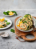 Salmon and spinach roll