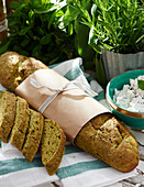 Green spinach herb bread