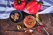 Vegan walnut and red pepper hummus