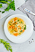 Noodle soup with carrots