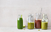 Ready-made Green Smoothies in bottles