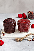 Sweet spreads: Chocolate date cream and strawberry chia jam