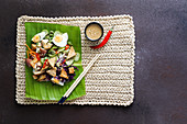 Indonesian fresh spicy salad gado gado with peanut sauce
