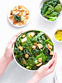 Caesar salad with green kale