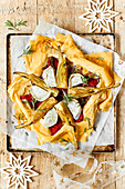 Spicy filo dough star with fennel and goat’s cheese (for Christmas)